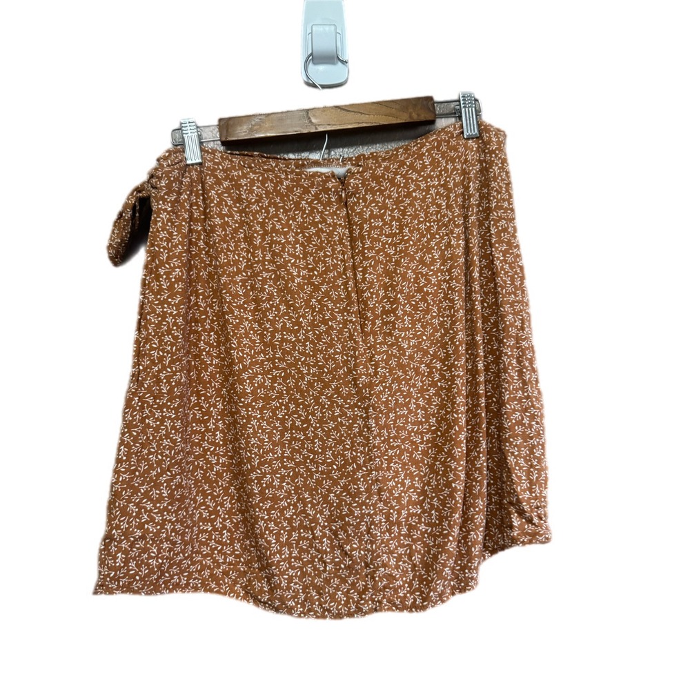 Copper Key Wrap Skirt Womens Large Brown Floral CJ6238LW Side Tie Rayon - Picture 9 of 9